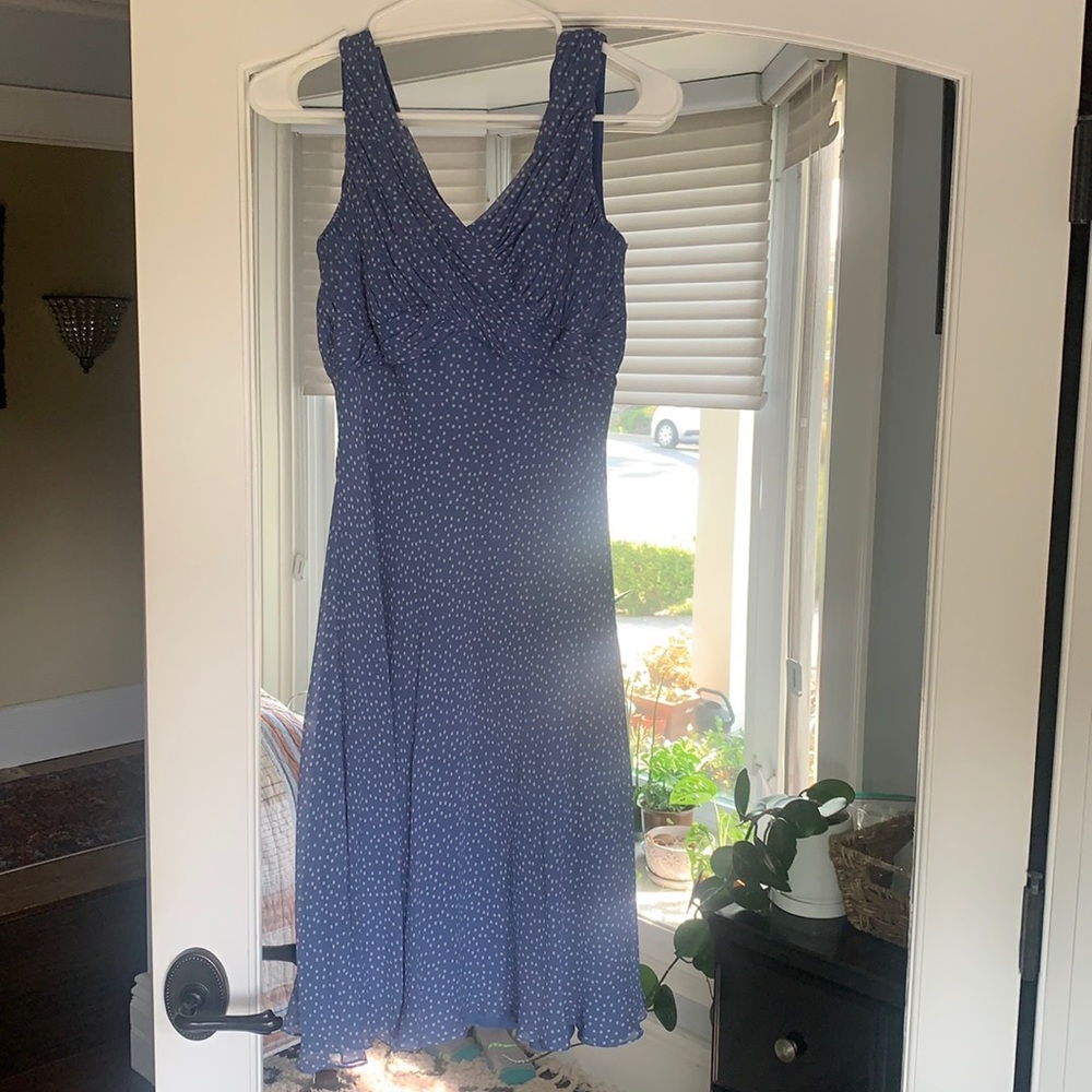 COPY - Elegant blue polka dot midi dress